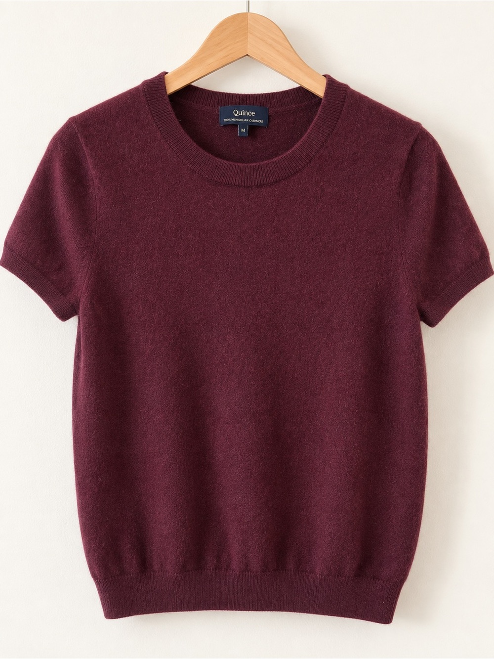 Quince 100% Mongolian Cashmere Burgundy Short Sleeve Sweater Size M